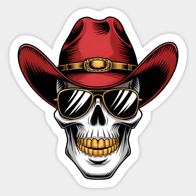 Outlaw Cowboy Skull Sticker by animegirlnft